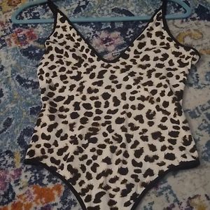 Express leopard thong bodysuit